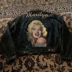 Custom Rhinestone Marilyn Monroe Denim Jacket – size L /XL